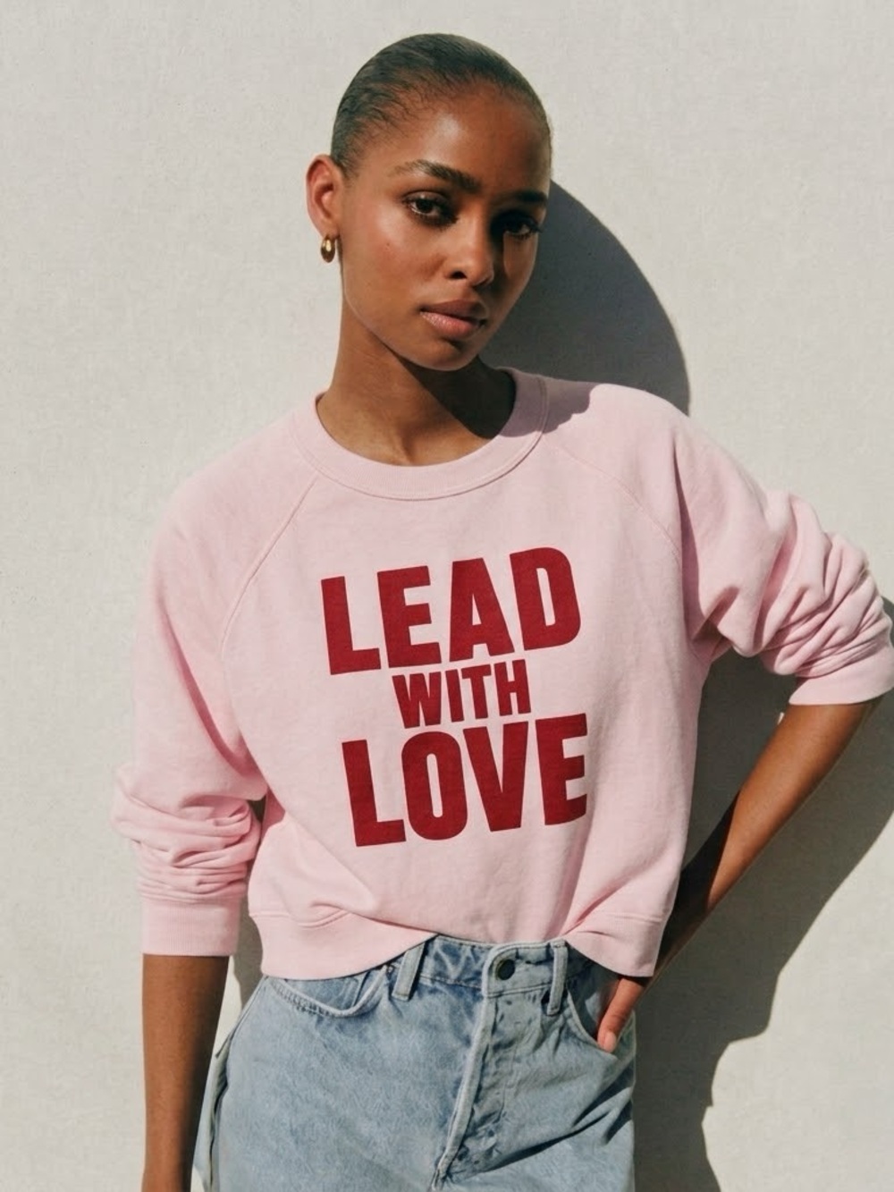 Rebecca Minkoff “Lead With Love” Sweatshirt Pink Crewneck Pullover Size Medium